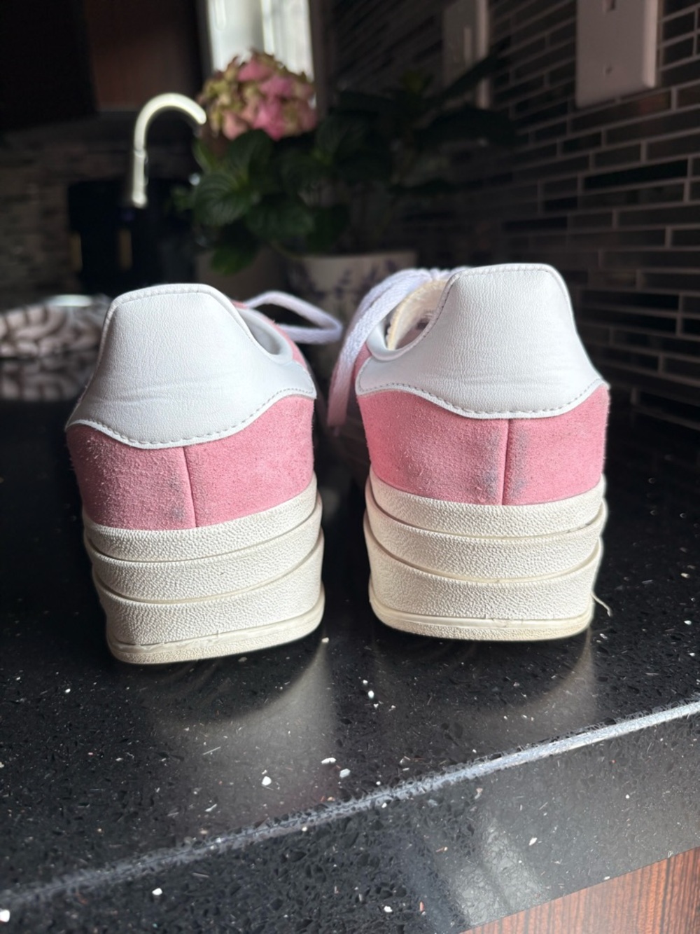 adidas Gazelle Platform Sneakers in Pink & White - Picture 6 of 7